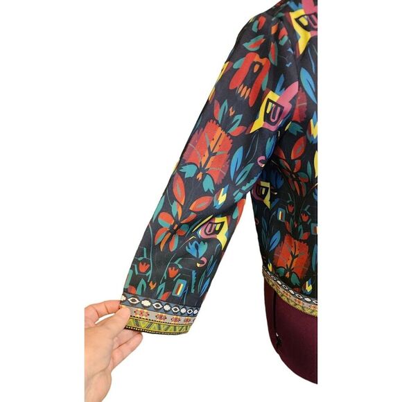 Buenos Ninos Women's Sz L Colorful Open Front Short Retro Chic Jacket - Picture 3 of 9